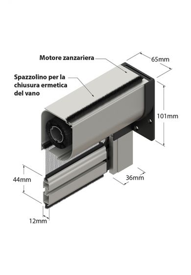 Zanzariera antivento a rullo Verticale, con Motore, ingombro da 60 mm - 18137