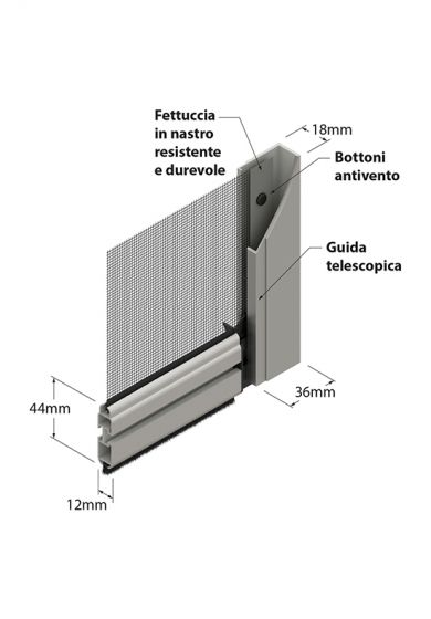 Zanzariera antivento a rullo Verticale, con Motore, ingombro da 60 mm - 18137