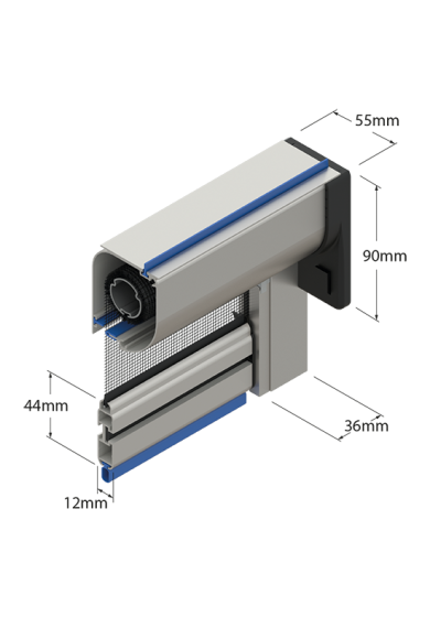 Zanzariera Antivento a rullo Verticale, Anticimice "Sigilla" con cerniera ZIP, ingombro da 55 mm - 16845