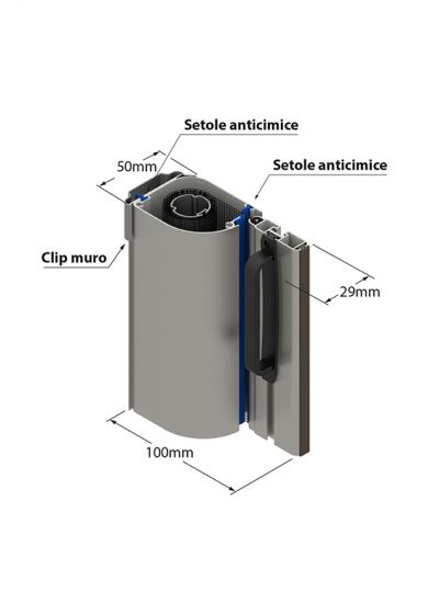Zanzariera Antivento a rullo Laterale Anticimice "Sigilla" con cerniera ZIP, a doppia Apertura per larghezza Vano oltre 150 cm, con Guida bassa da 17 mm, ingombro da 55 mm - 17990