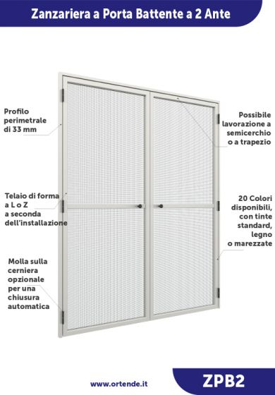 Zanzariera a Porta battente a 2 Ante, ingombro da 33 mm - 837