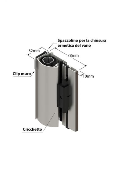 Zanzariera con setole Antivento, a rullo Laterale, a Molla e a doppia Apertura per Larghezza Vano fino a 260 cm, Ingombro da 32 mm - 826