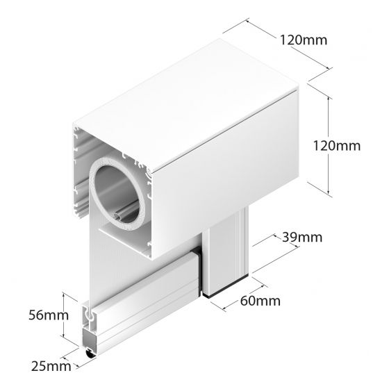 Tenda a Rullo Oscurante in Pvc per Esterno, Ingombro 120 mm, per una Larghezza fino a 500 cm