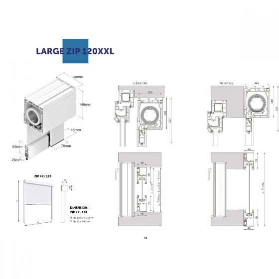 Tenda a Rullo per Esterno, Ingombro 120 XL, per una Larghezza fino a 18 mt - 17873