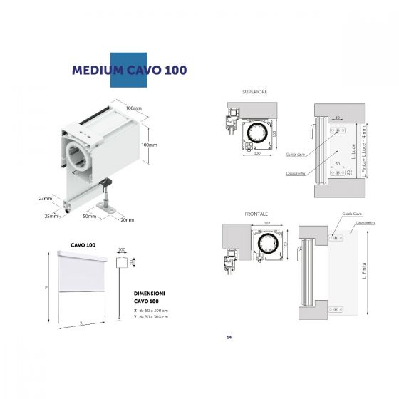 Tenda a Rullo per Esterno, Ingombro 100 mm, per una Larghezza fino a 300 cm - 16720