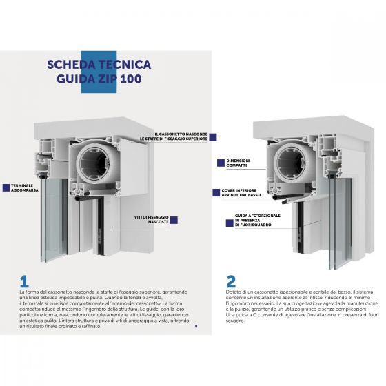 Tenda a Rullo per Esterno, Ingombro 100 mm, per una Larghezza fino a 300 cm - 16720