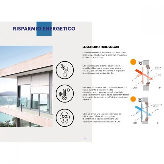 Tenda a Rullo per Esterno, Ingombro 80 mm, per una Larghezza fino a 160 cm - 1164