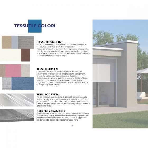 Tenda a Rullo per Esterno, Ingombro 100 mm, per una Larghezza fino a 300 cm - 16720