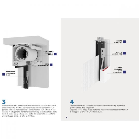 Tenda a Rullo per Esterno, Ingombro 100 mm, per una Larghezza fino a 300 cm - 16720