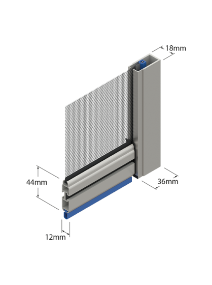 Zanzariera Antivento a rullo Verticale, Anticimice "Sigilla" con cerniera ZIP, ingombro da 55 mm - 16845