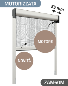 Zanzariera antivento a rullo Verticale, con Motore, ingombro da 60 mm - 18137