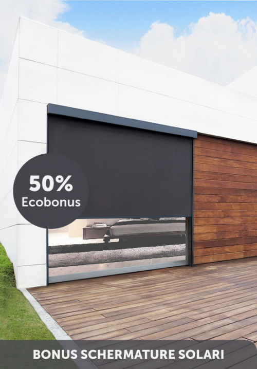 Tenda a Rullo Oscurante in Pvc per Esterno, Ingombro 145 mm, per una Larghezza fino a 480 cm