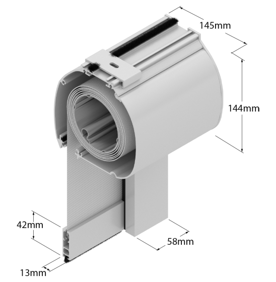 Tenda a Rullo Oscurante in Pvc per Esterno, Ingombro 145 mm, per una Larghezza fino a 480 cm