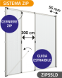 Zanzariera Antivento a rullo Laterale Anticimice "Sigilla" con cerniera ZIP, a doppia Apertura per larghezza Vano oltre 150 cm, con Guida bassa da 17 mm, ingombro da 55 mm - 17990