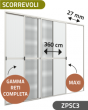 Zanzariera a 3 Pannelli Scorrevoli, ingombro da 33 mm - 834