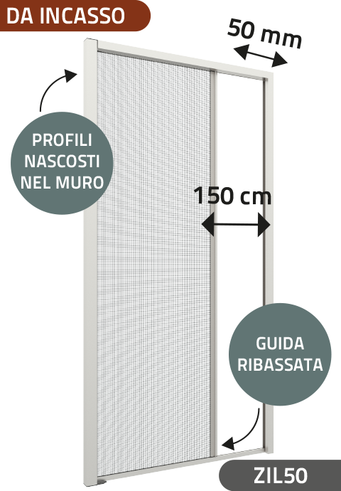 Zanzariere da Incasso laterali a molla (50mm)