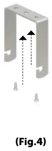 Fig. 4: la staffa e le viti in dotazione